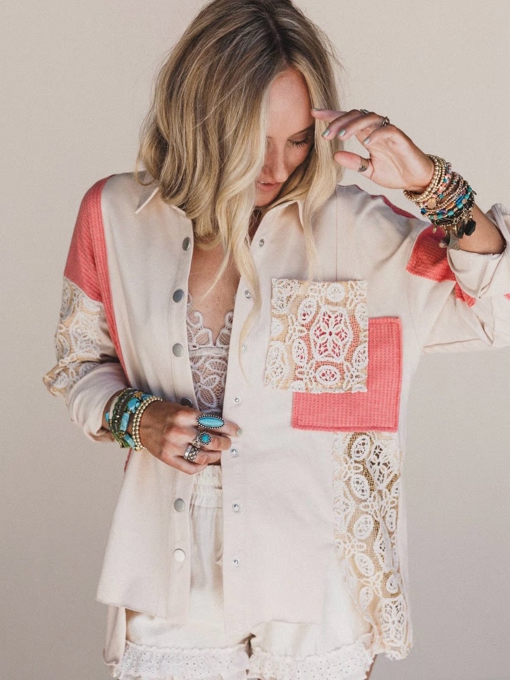 Three Bird Nest Azaria Snap-Front Jacket/Shirt. Boho. Oversized Sz Large NWT
